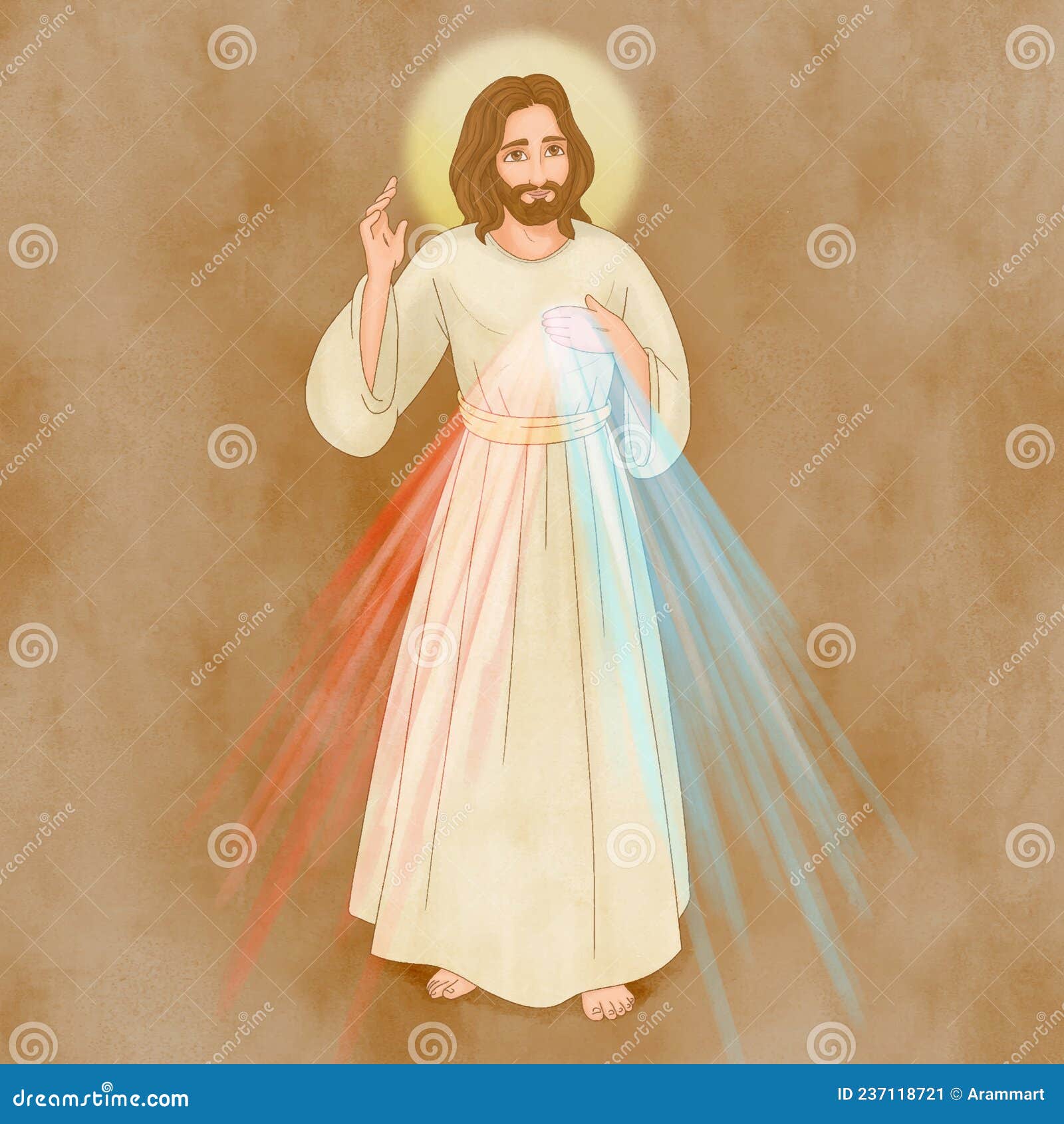 divine mercy of jesus character, rays of light are emanating from her sacred heart