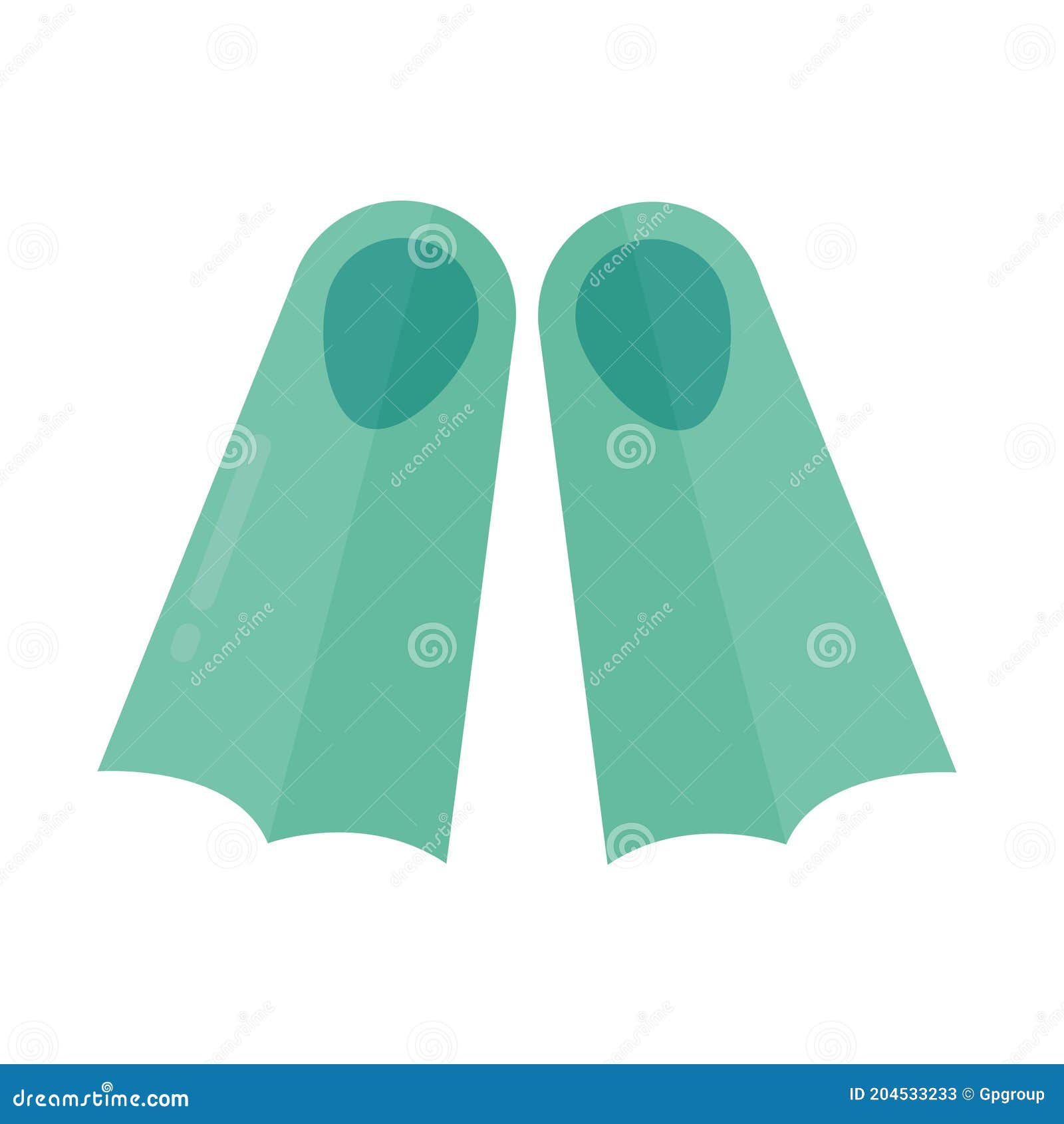 Diving Fins with a Green Color Stock Vector Illustration of deep