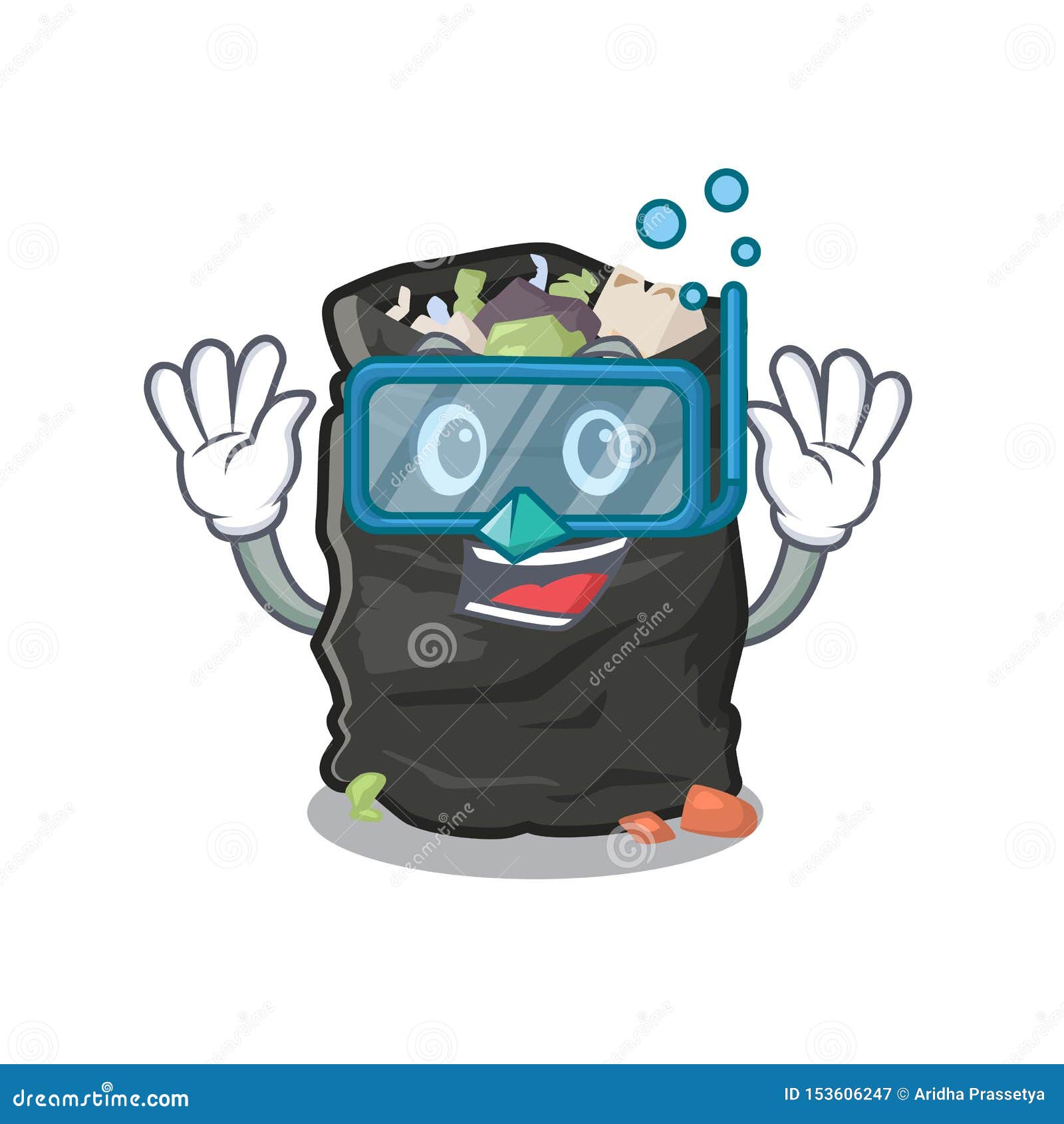 Diving Garbage Bag in the Cartoon Shape Stock Vector Illustration of