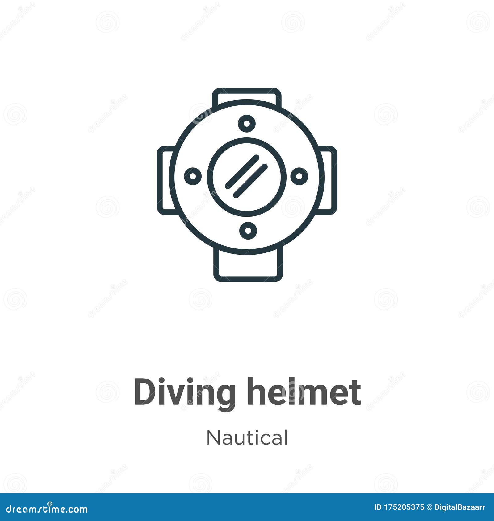 Diving Helmet Outline Vector Icon. Thin Line Black Diving Helmet Icon, Flat Vector Simple
