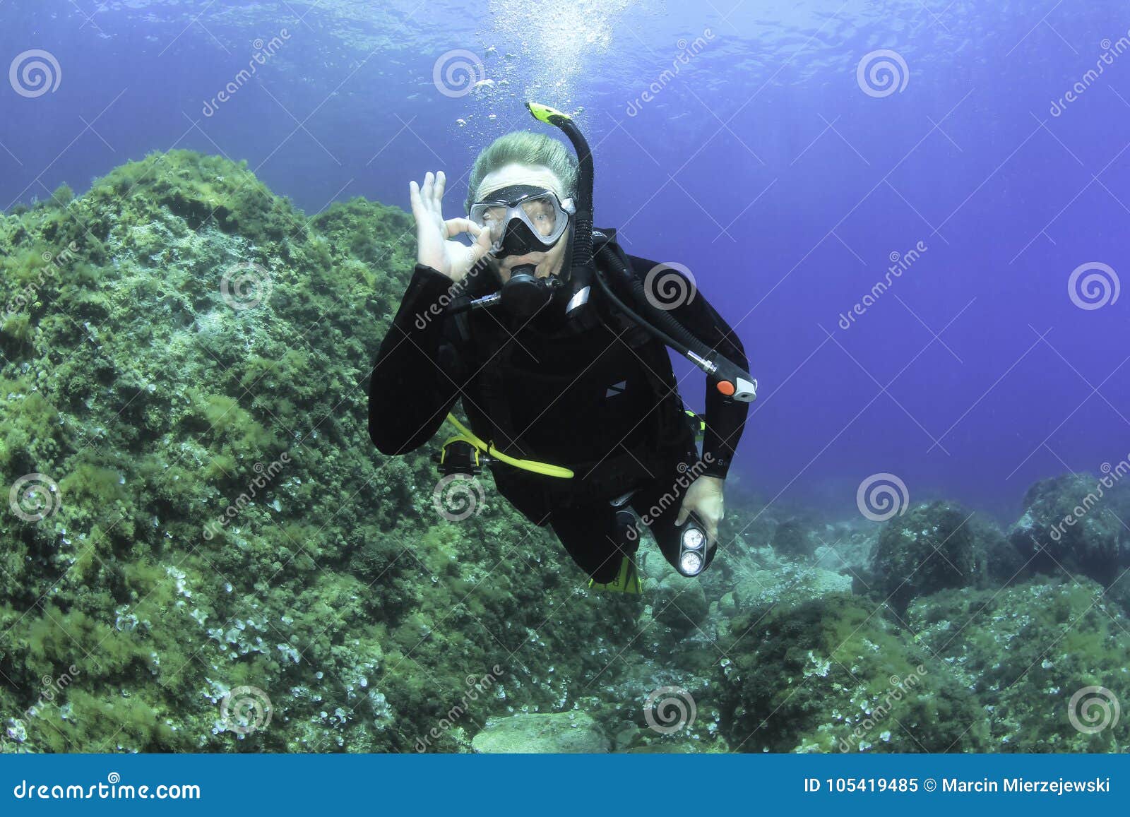 Diving in Mediterranean Sea Majorca Stock Image Image of cave
