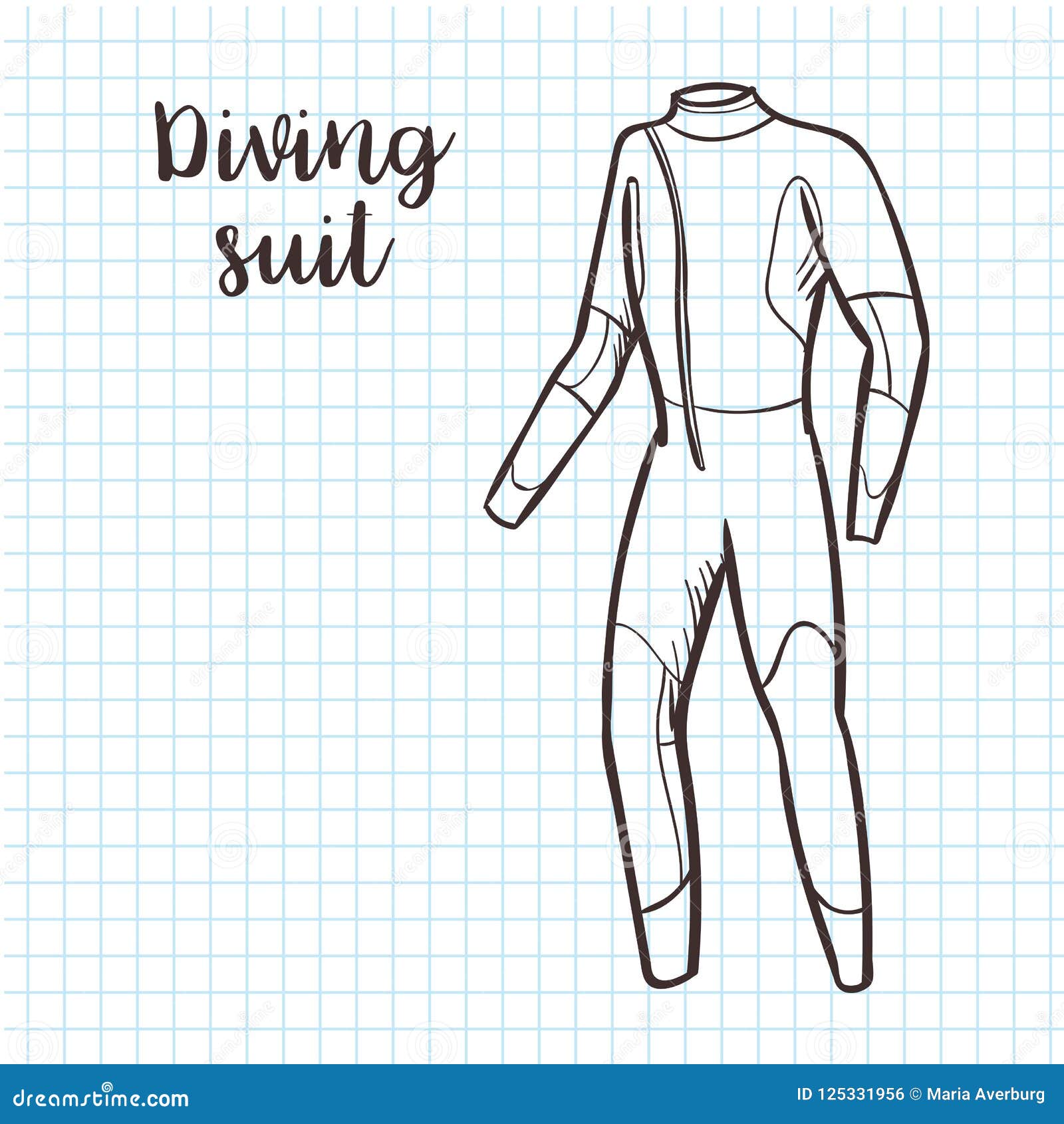 Diving Suit Sketch Style Vector Illustration. Stock Vector