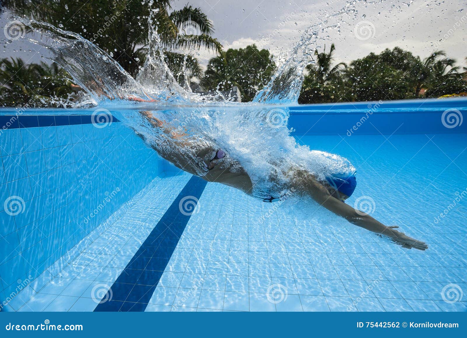 diving into swimming pool