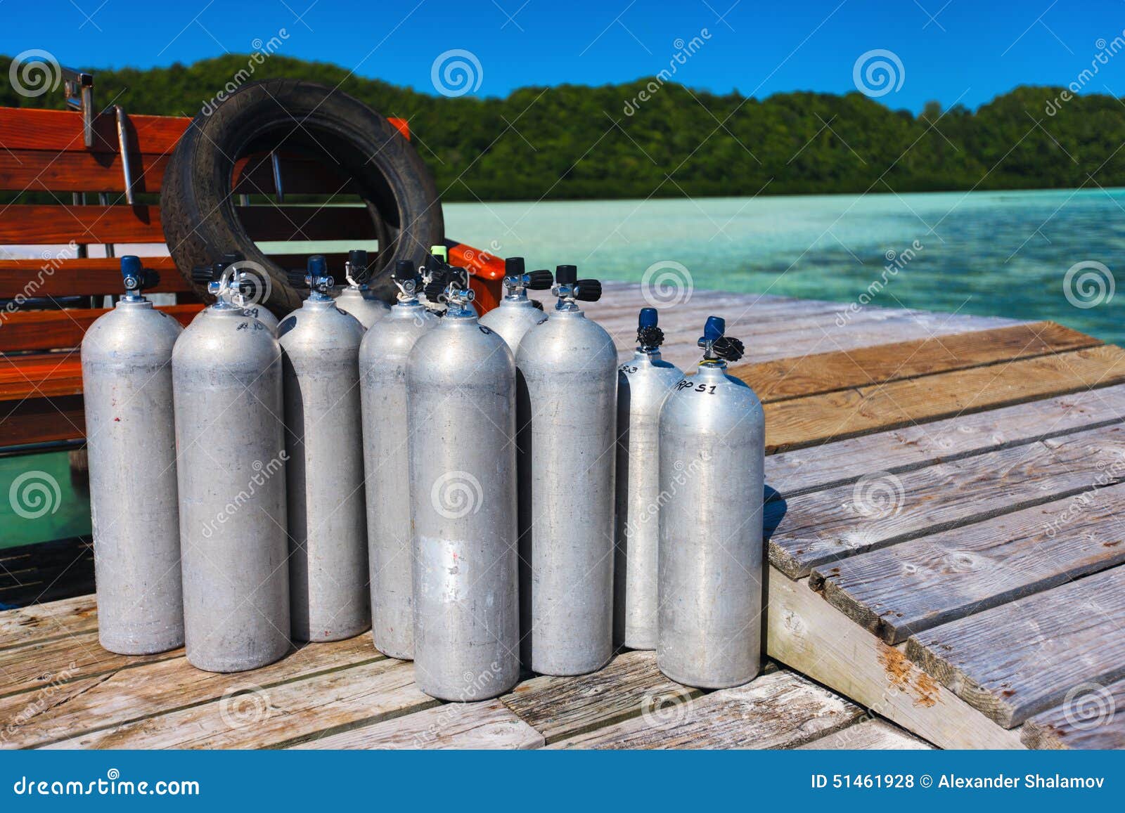 Diving tanks stock photo. Image of oxygen, scuba, pressure 51461928