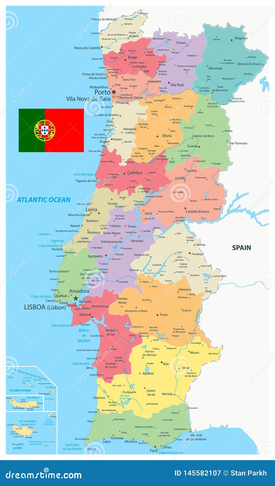 Divis?es Administrativas Do Mapa De Portugal Ilustração do Vetor -  Ilustração de cartografia, naturalizado: 145582107
