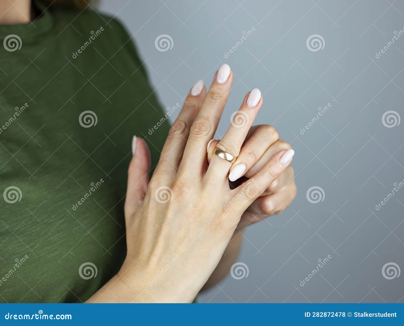 AI Generative Close up of decisive woman take off wedding ring make  decision breaking up with husband young female remove engagement jewelry  having relationships problems filing for divorce or a 26915830 Stock