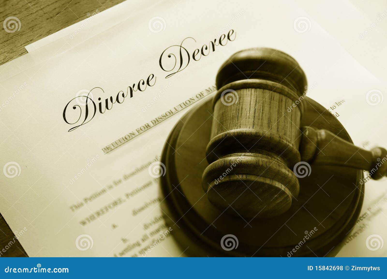 divorce papers and gavel