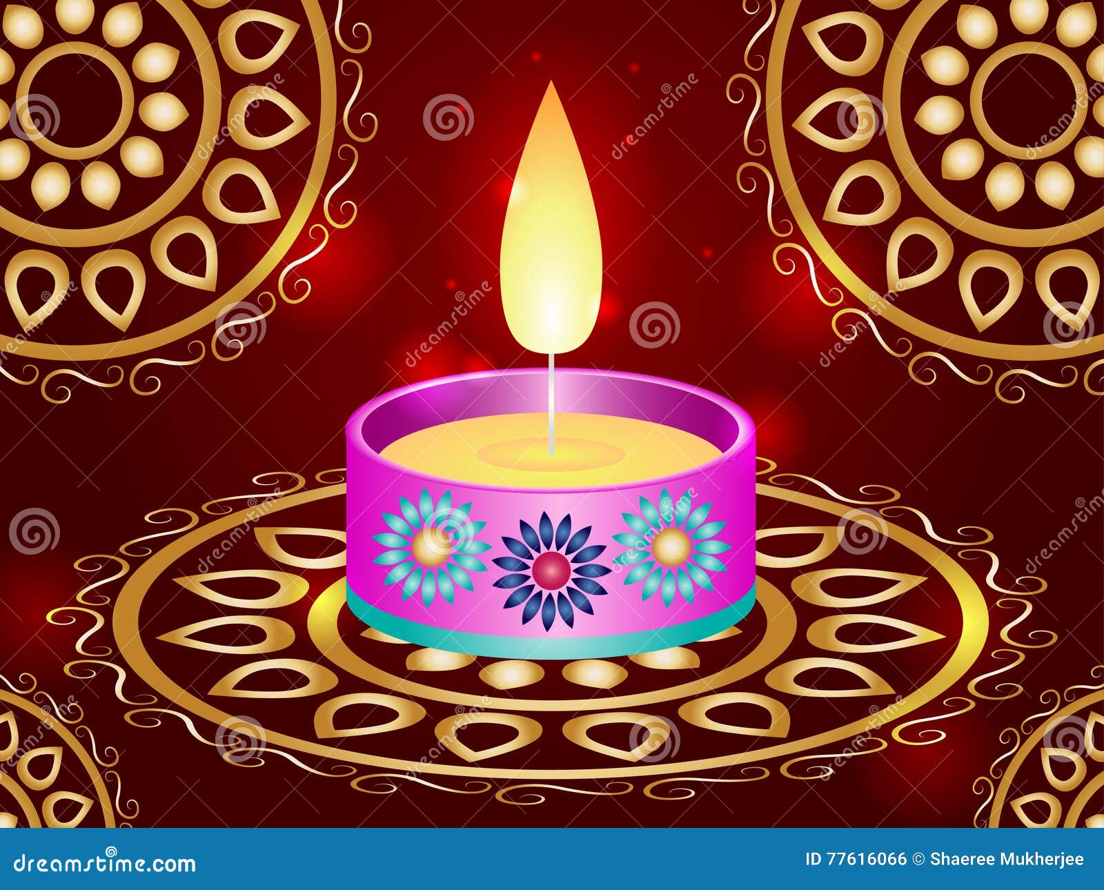 Diwali Candle Wallpaper stock illustration. Illustration of floral ...