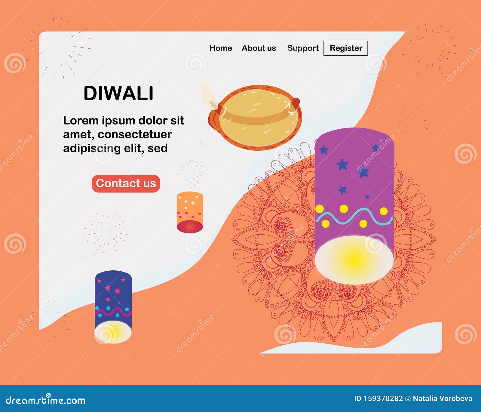 diwali celebration horisontal banner page template