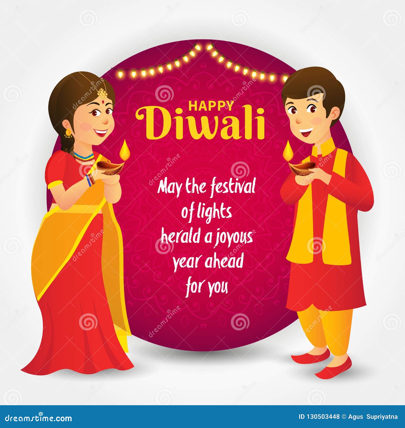 Diwali Greeting Card with Cartoon Indian Kids Stock Vector - Illustration  of card, hinduism: 130503448
