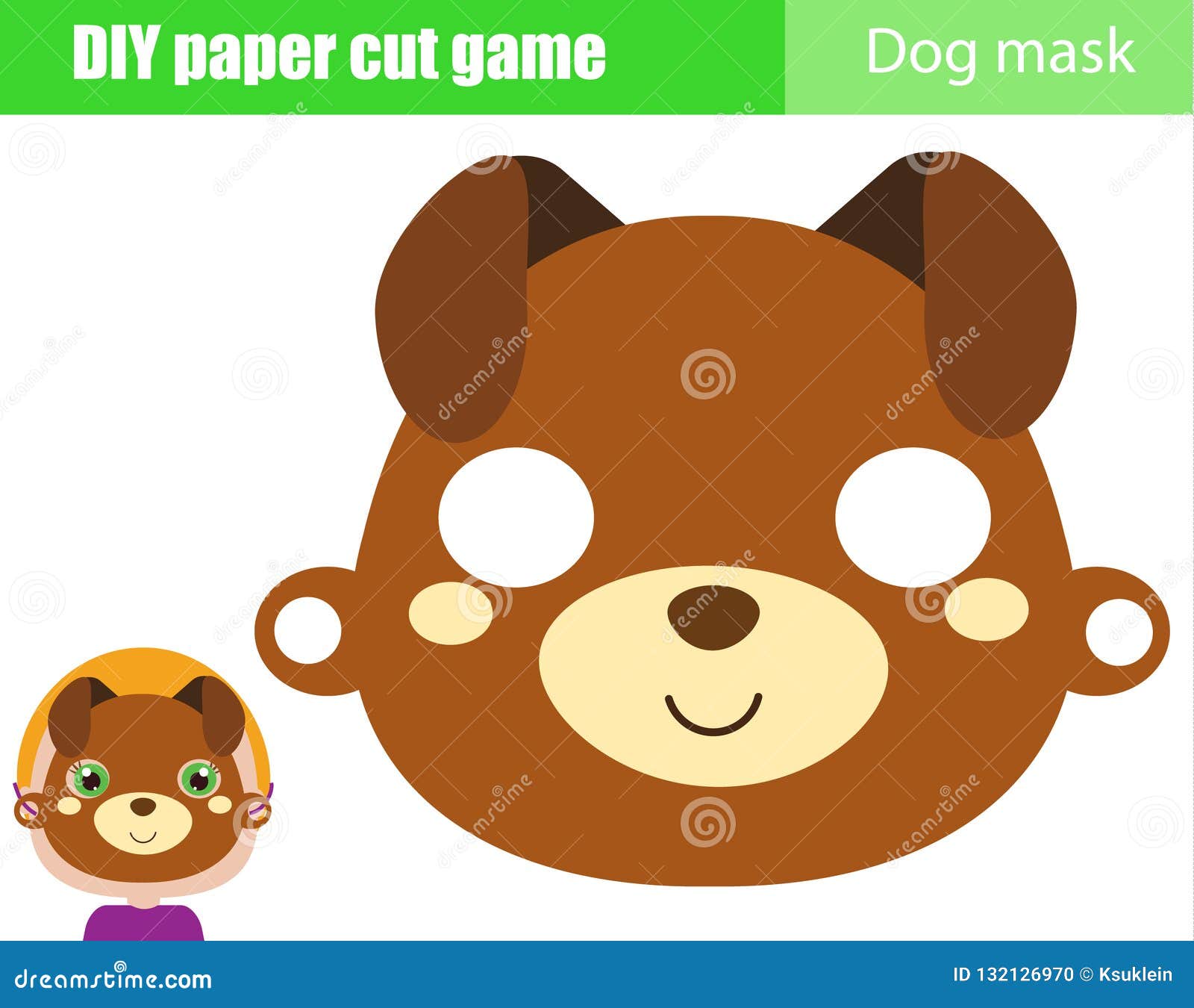 DIY Children Educational Creative Game. Make an Animal Party Mask with  Scissors. Dog Face Paper Mask for Kids Printable Sheet Stock Vector -  Illustration of mask, animals: 132126970