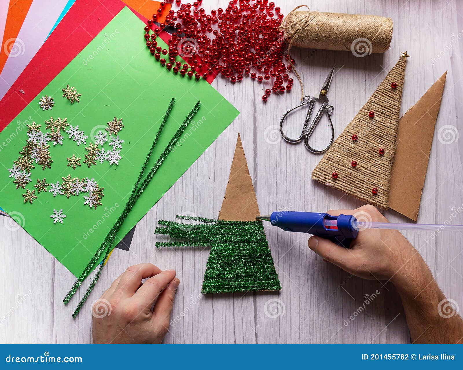 DIY Christmas Tree, Step by Step Instructions Stock Photo Image of