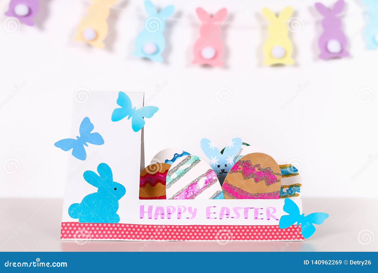 Diy Easter Eggs Made of Cardboard and Potato Stamp, Easter Greeting