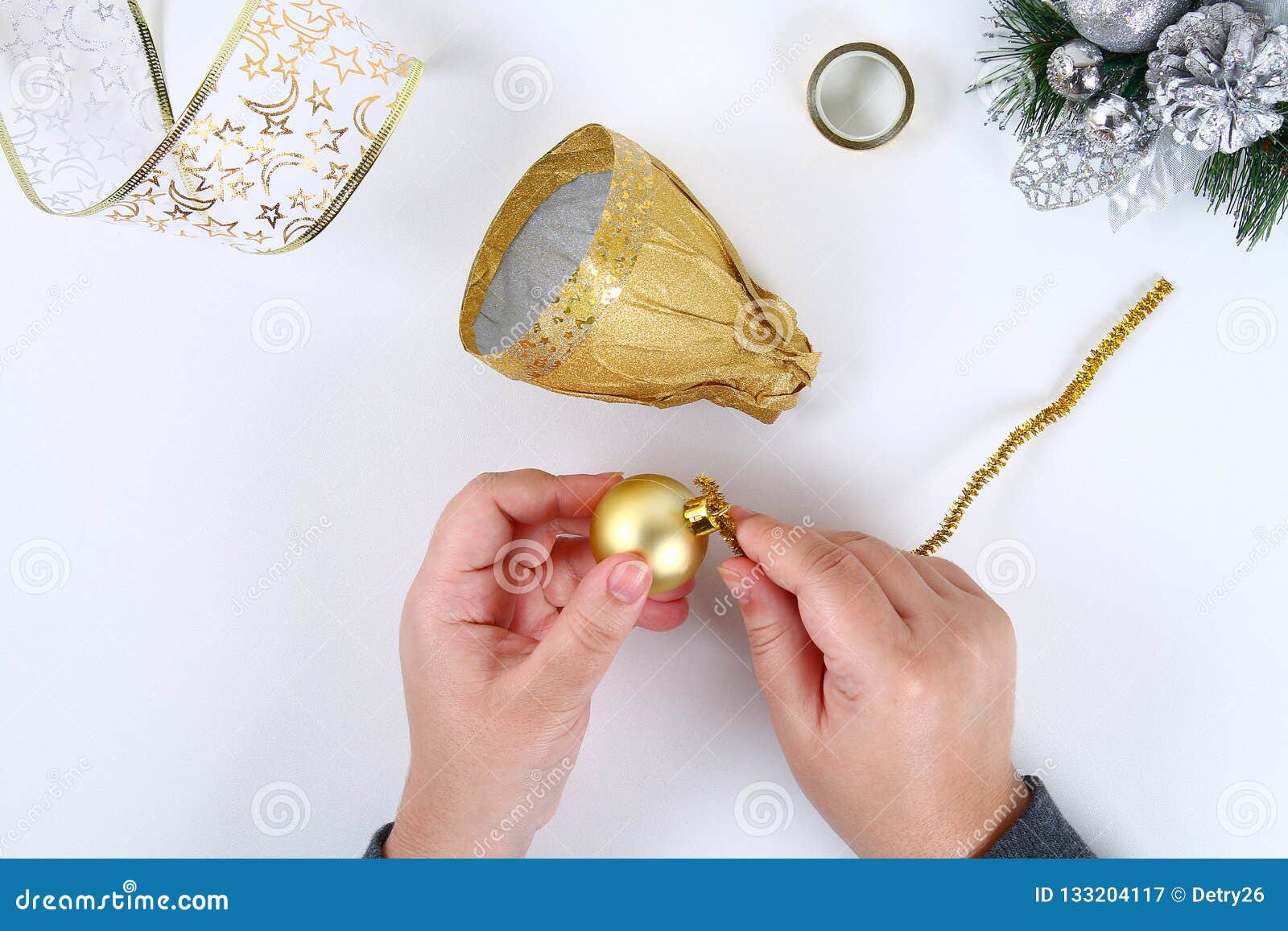 DIY Gold Bell From A Plastic Bottle. Guide On The Photo How To Make A Decorative Bell From A ...