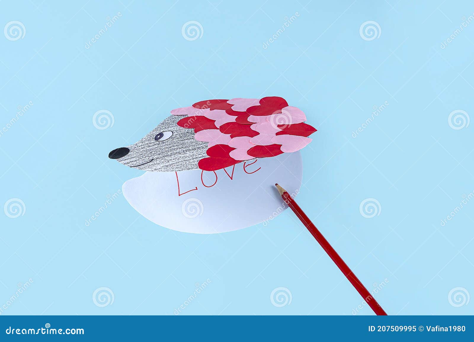 diy and kid`s creativity. step by step instruction: how to make valentine card, hedgehog with hearts. step6 write word