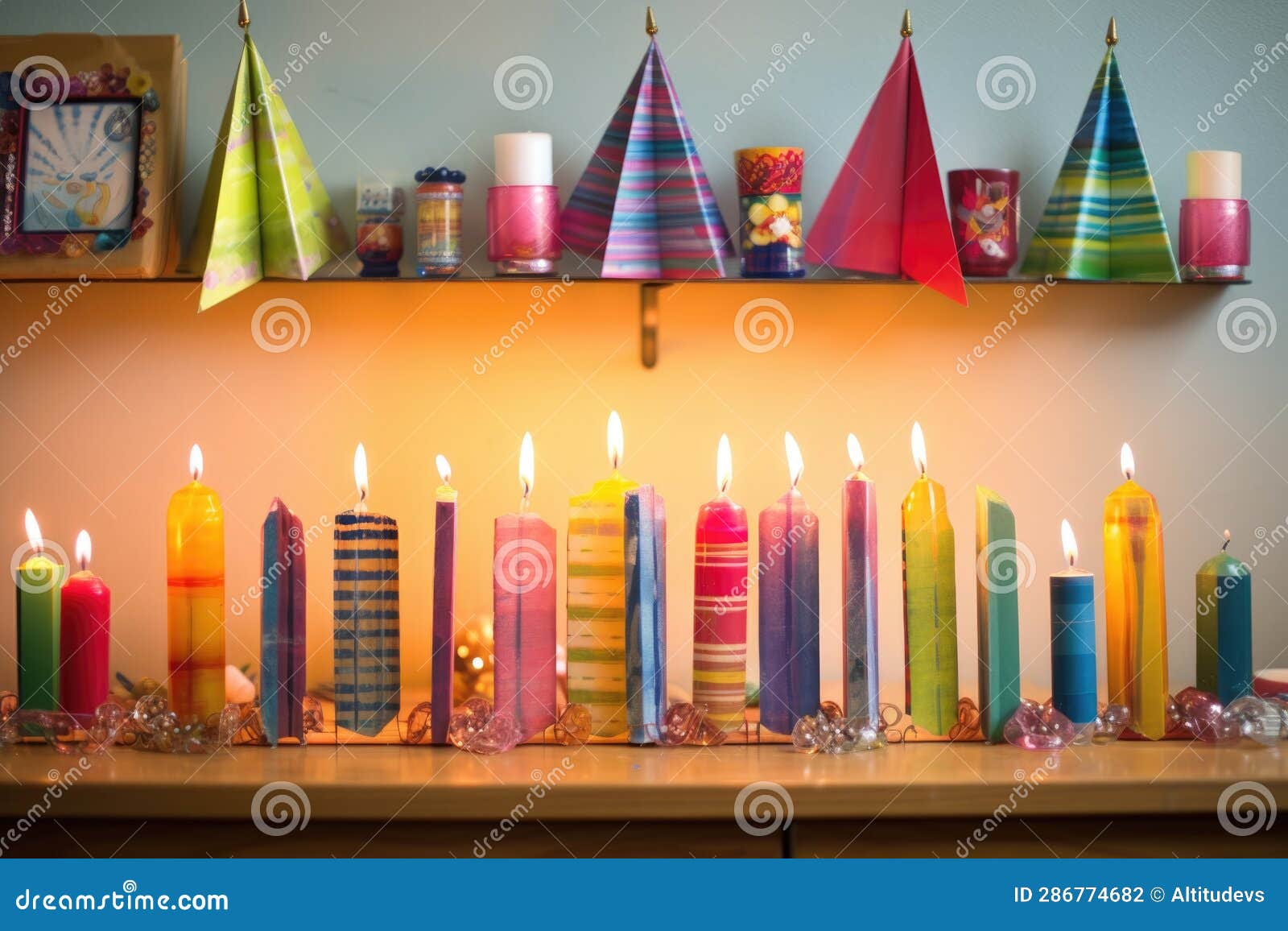 Diy Menorah Made from Recycled Materials for Hanukkah Stock Photo Image of generated