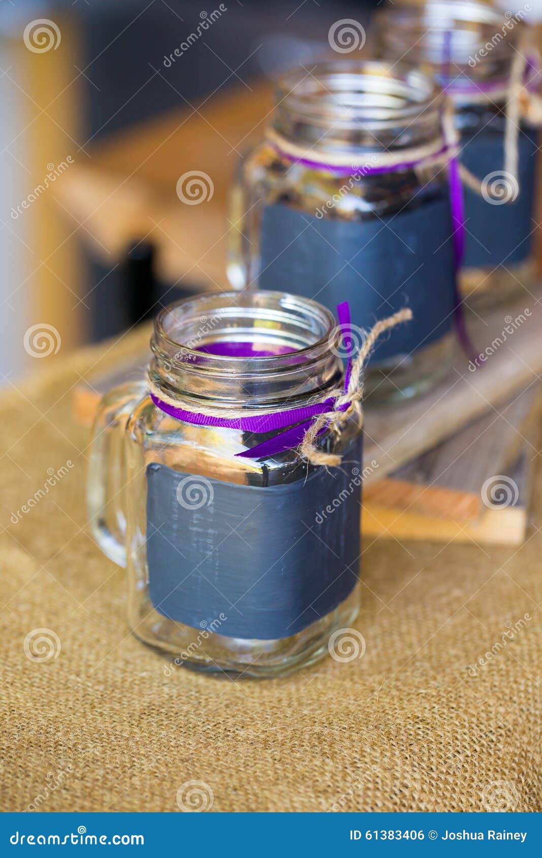 Diy Wedding Reception Mason Jars Stock Photo Image Of Decorating