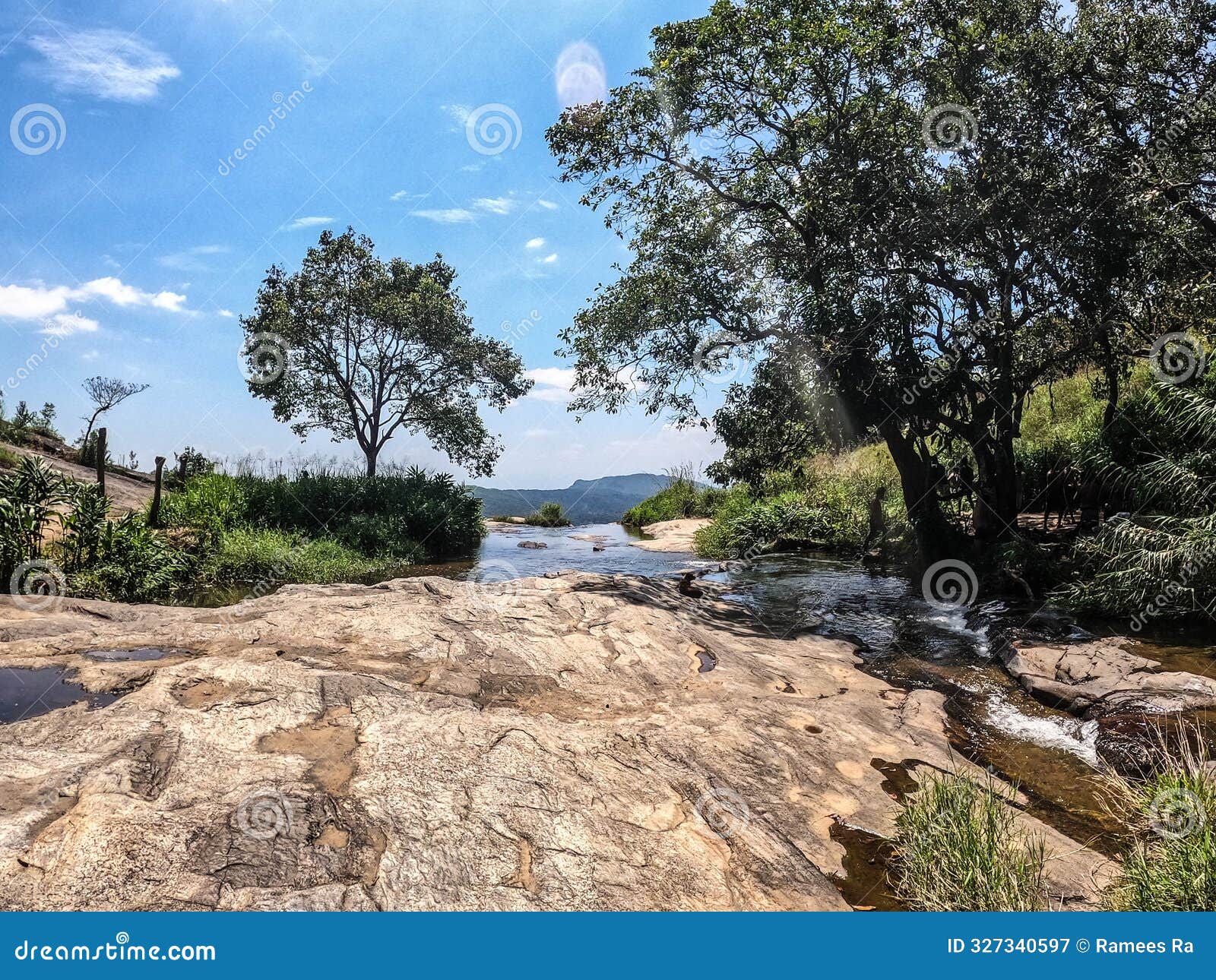 diyaluma waterfall upper part in sri lanka.