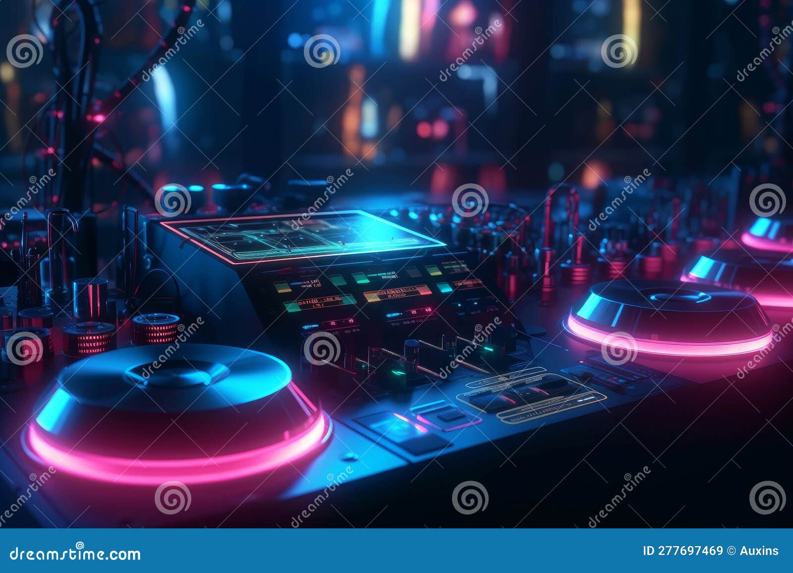 DJ Audio Mixer Controller of Electronic Music in a Created