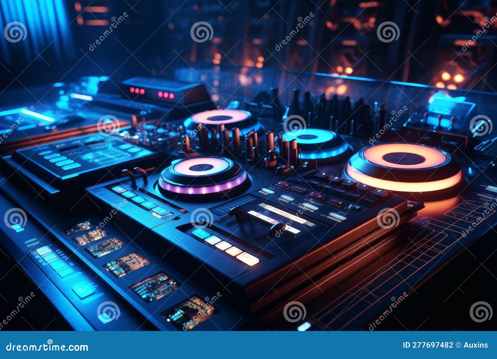 DJ Audio Mixer Controller of Electronic Music in a Created