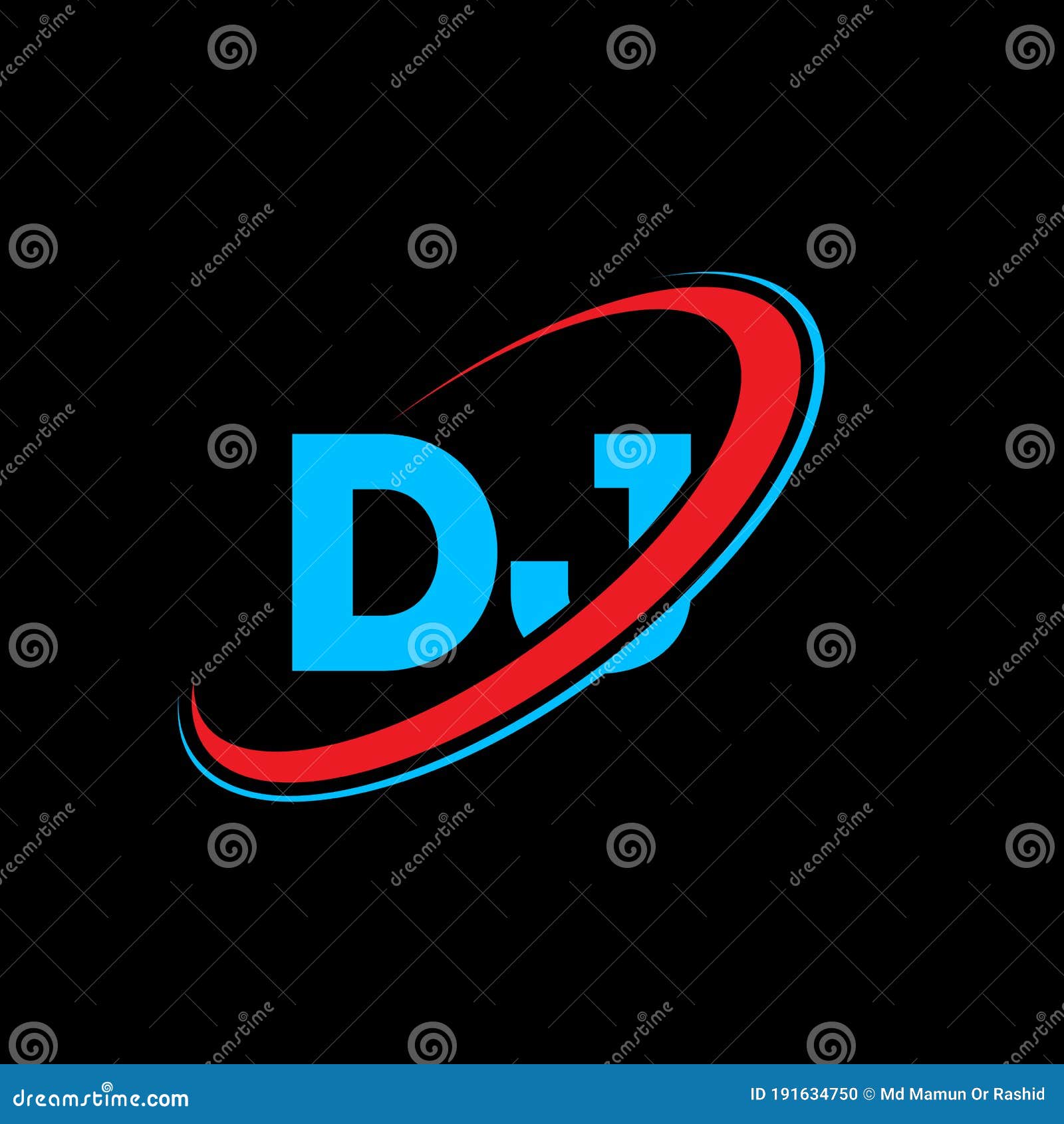 DJ D J Letter Logo Design. Initial Letter DJ Linked Circle Uppercase ...