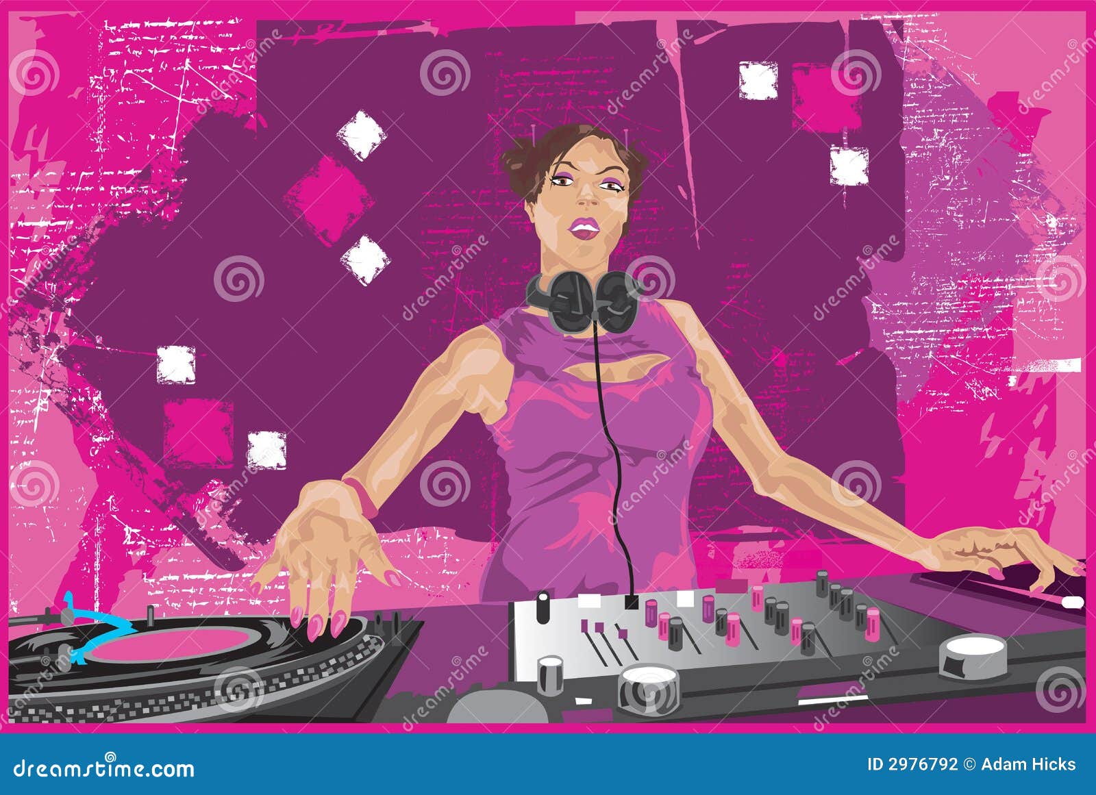 DJ Girl Mixing It Up 2 stock vector. Image of artwork - 2976792
