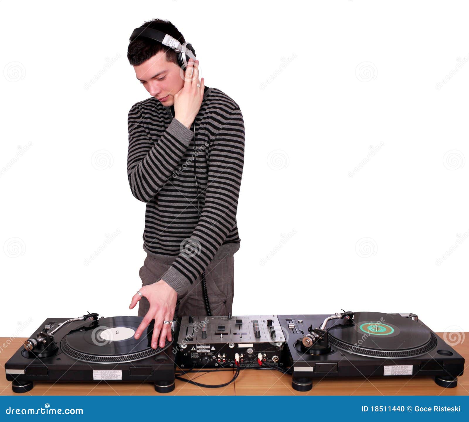 Dj with headphones stock photo. Image of listen, adult 18511440