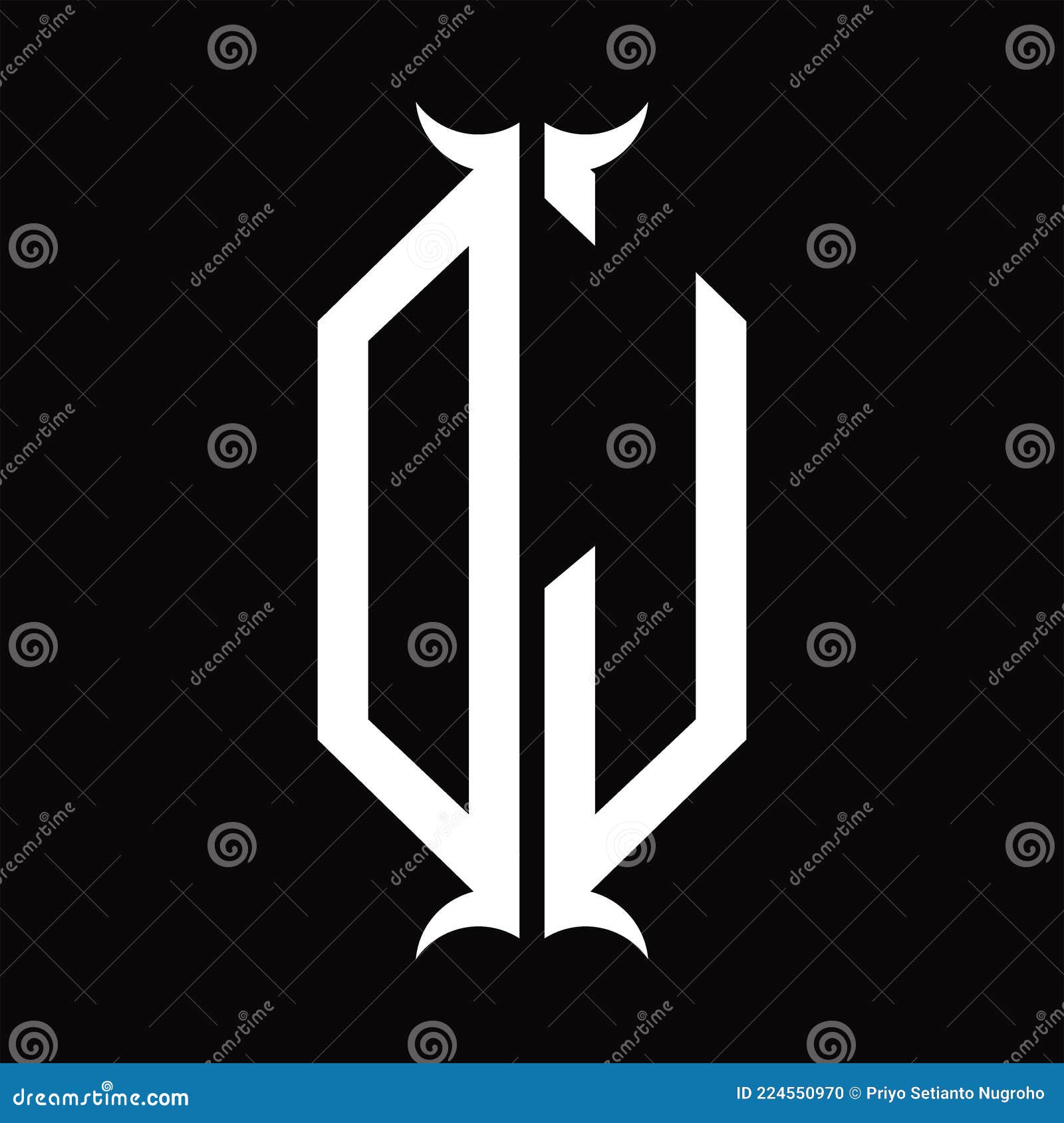 DJ Logo Monogram with Horn Shape Design Template Stock Vector ...