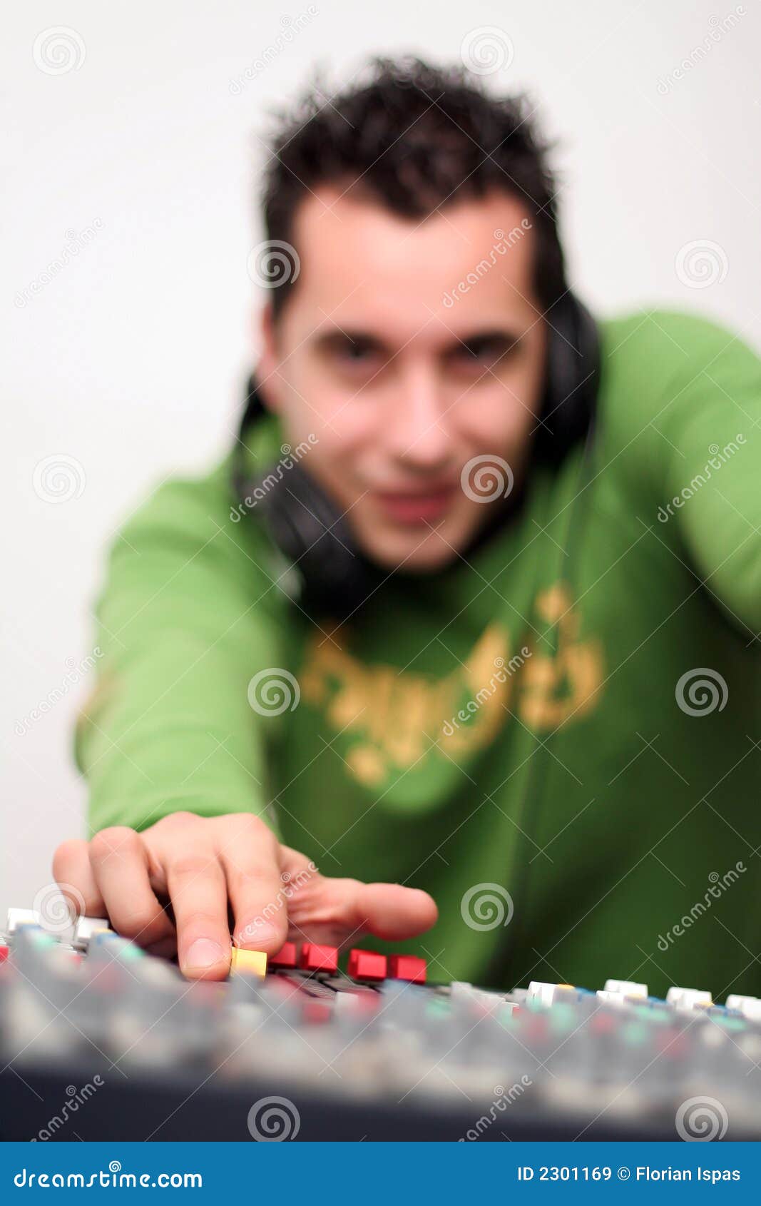 DJ at the mixer board stock image. Image of line, electronic 2301169