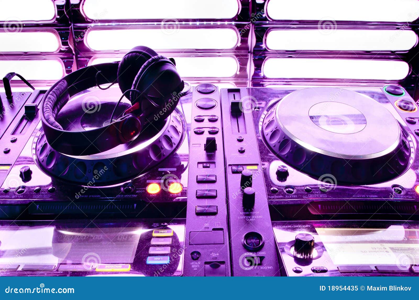 Dj mixer with headphones stock image. Image of equipment 18954435