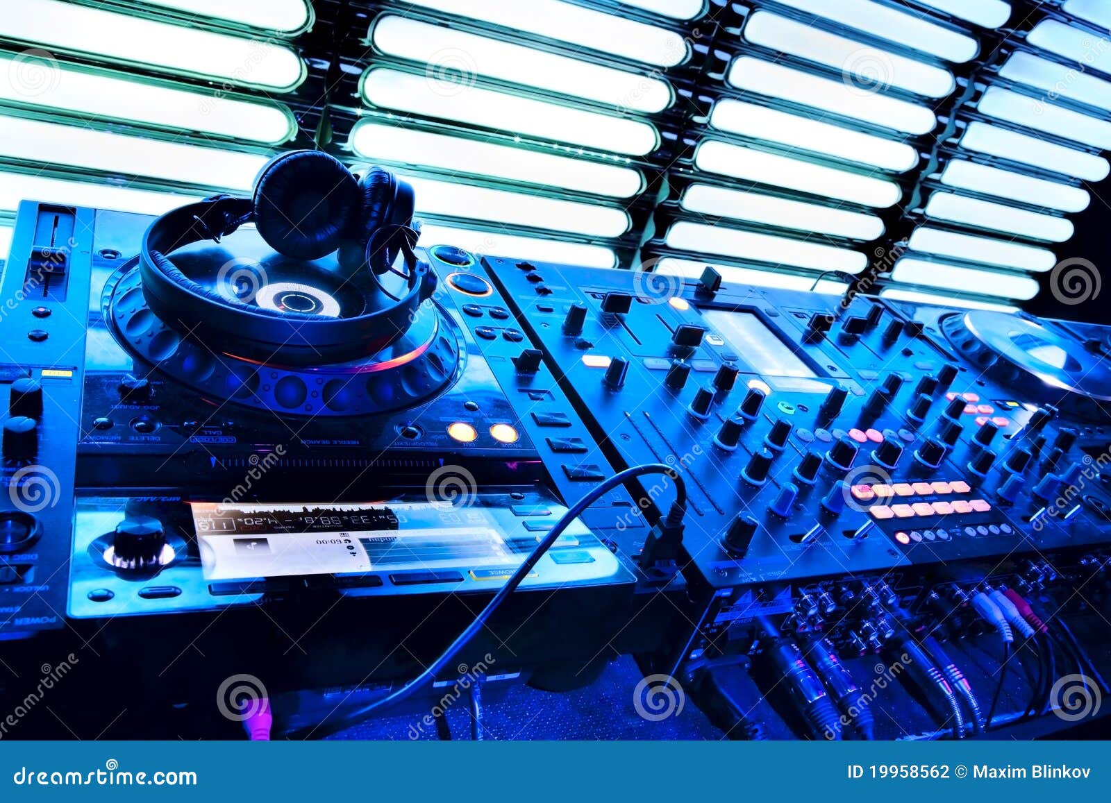 Dj mixer with headphones stock photo. Image of level 19958562