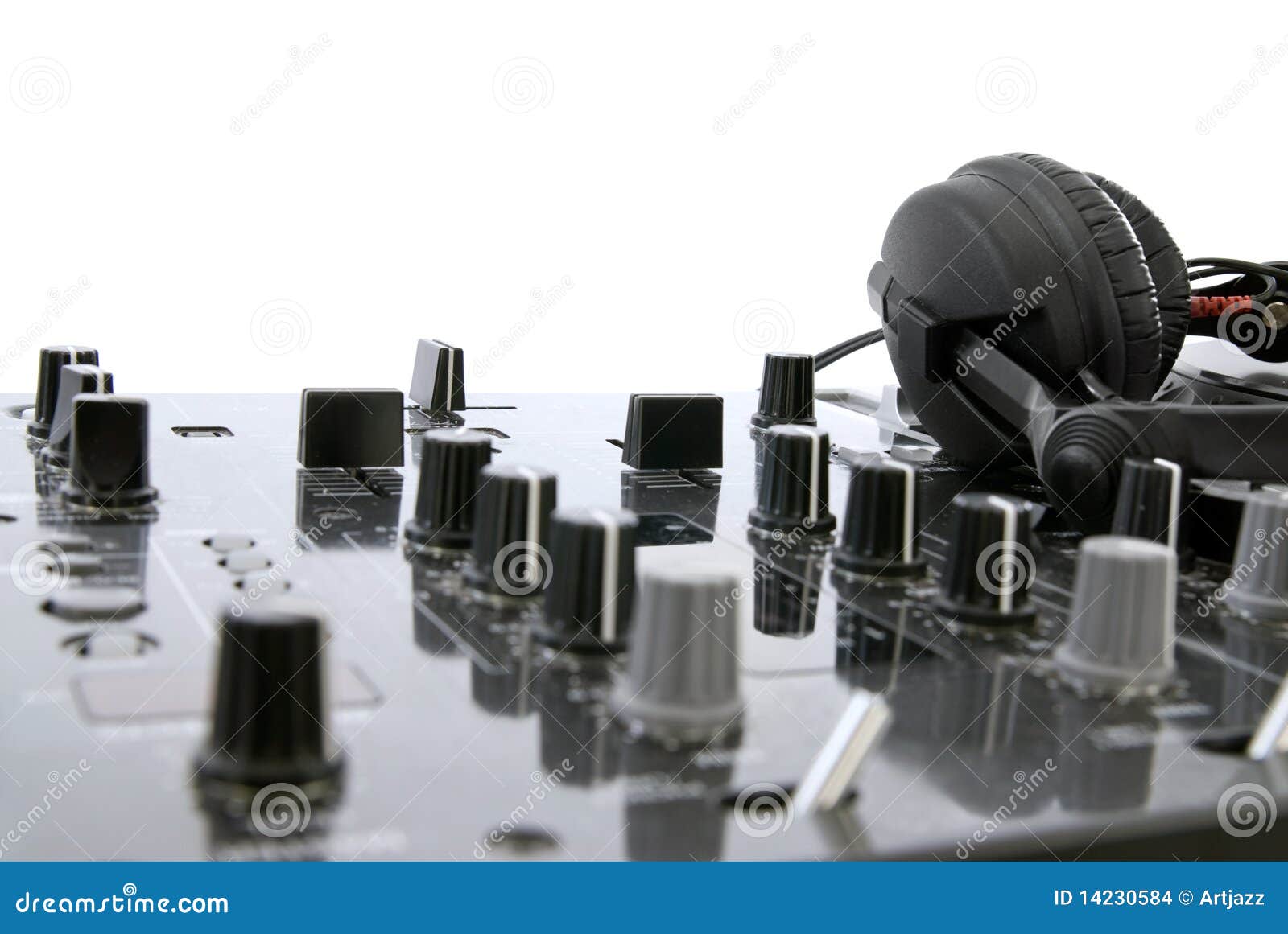 Dj Mixer with Headphones Isolated Stock Photo Image of party, grooved