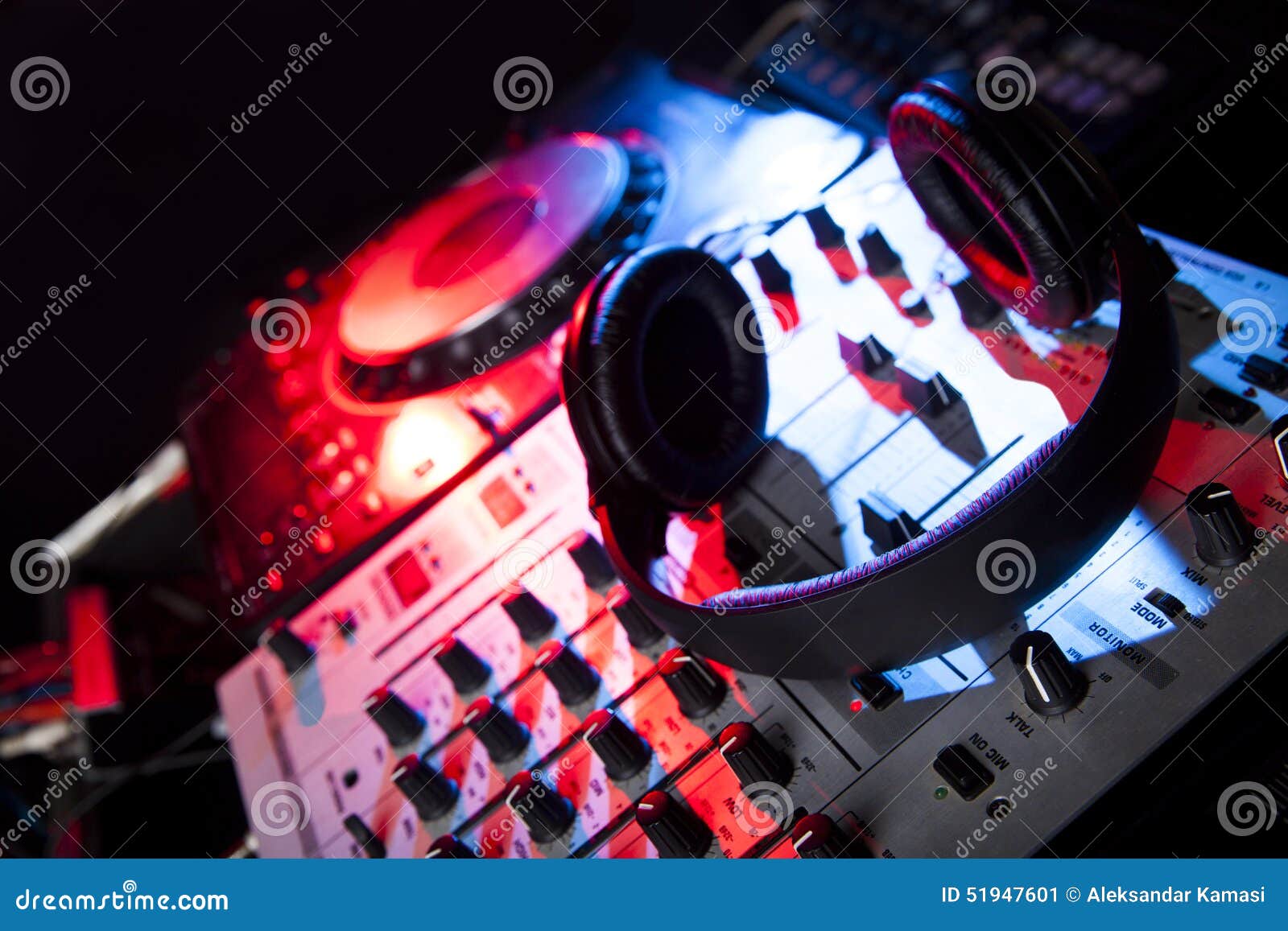 Dj mixer with headphones stock image. Image of panel 51947601