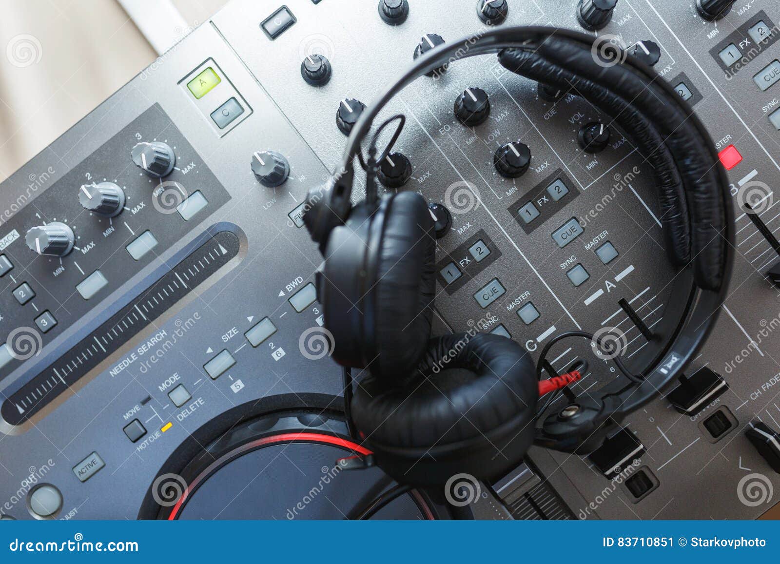 DJ Mixer with headphones. stock image. Image of mixer 83710851