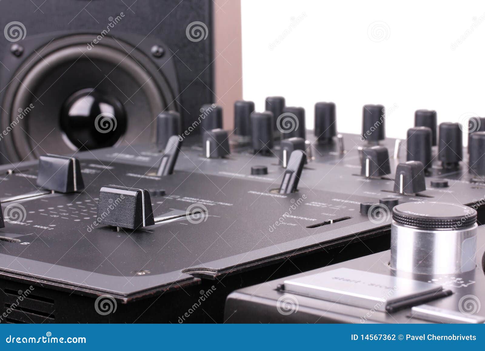 Dj mixer and turntable stock photo. Image of blue, club 14567362