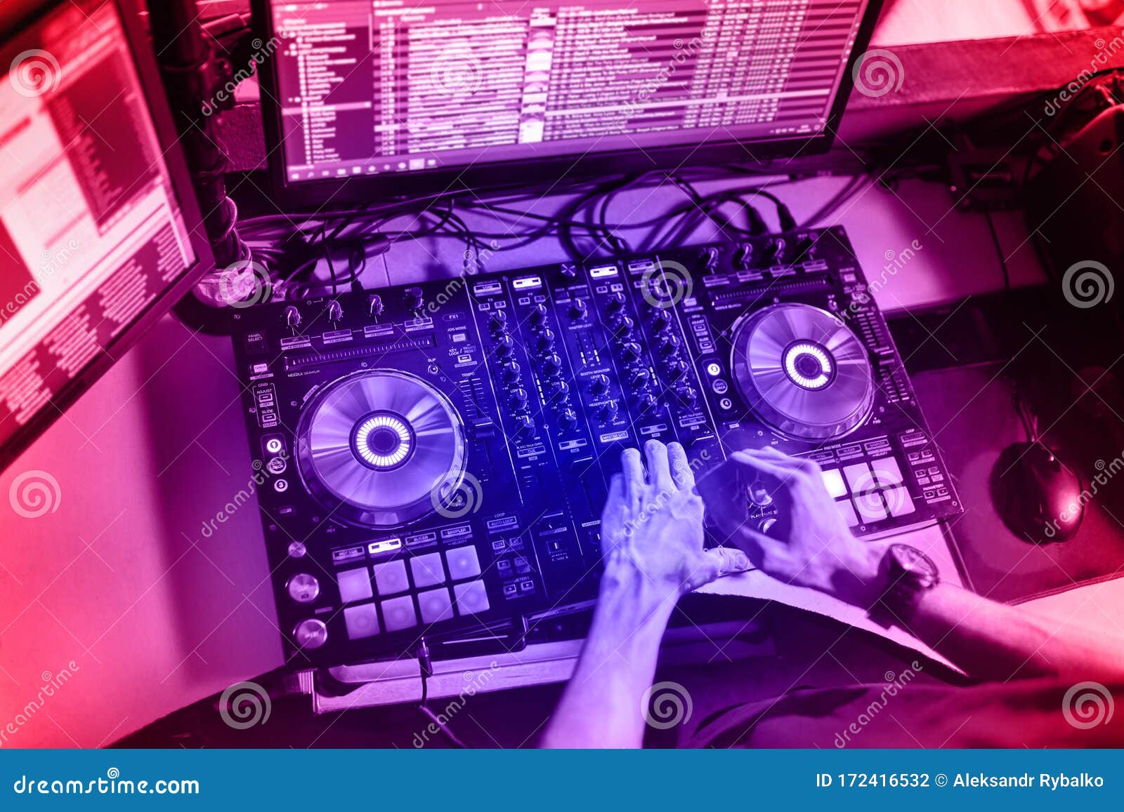 Dj Mixes the Track in the at a Party Stock Photo Image of