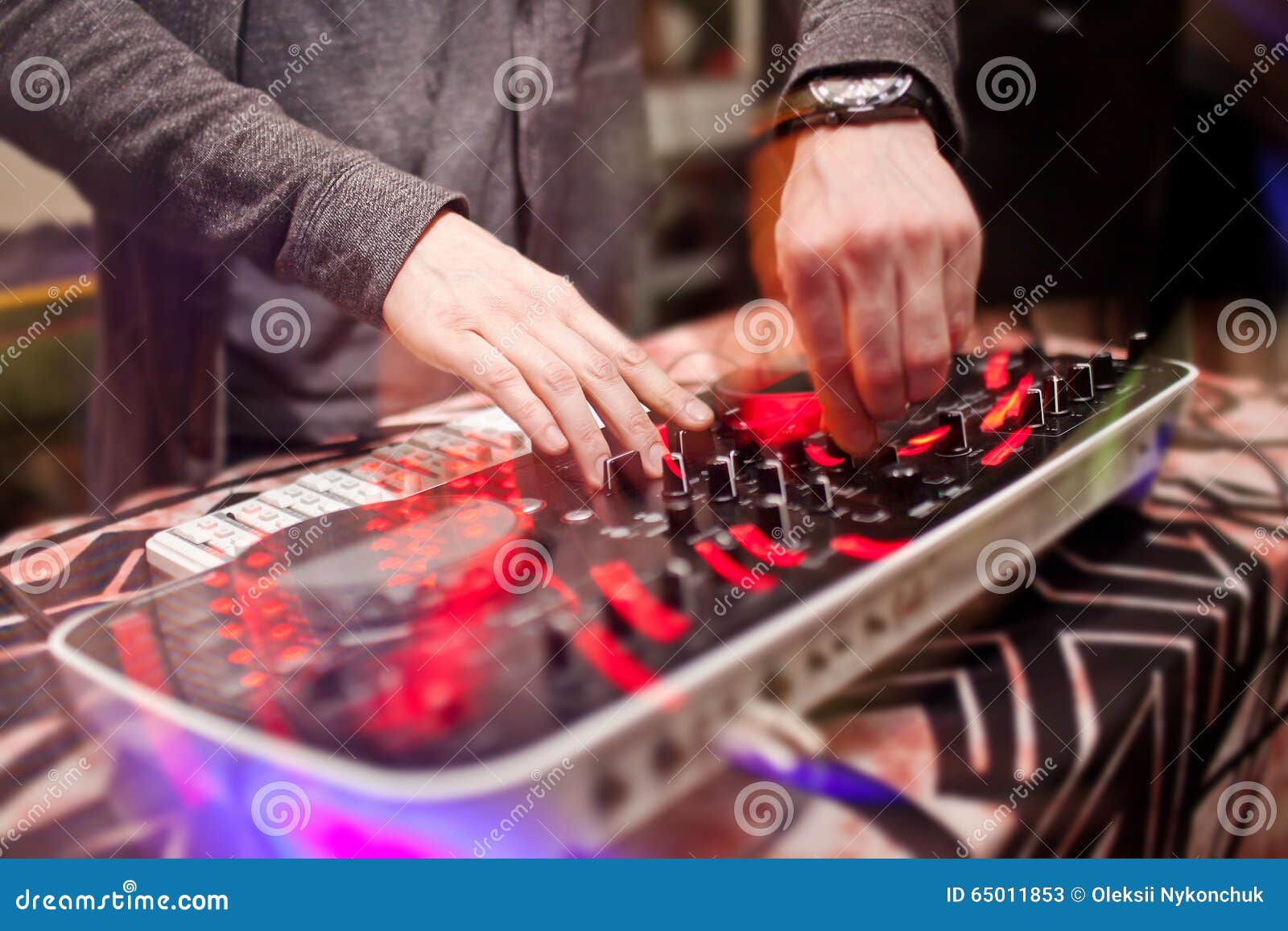 DJ Mixing Music on Console at the Night Club Stock Image Image of club, nightlife 65011853