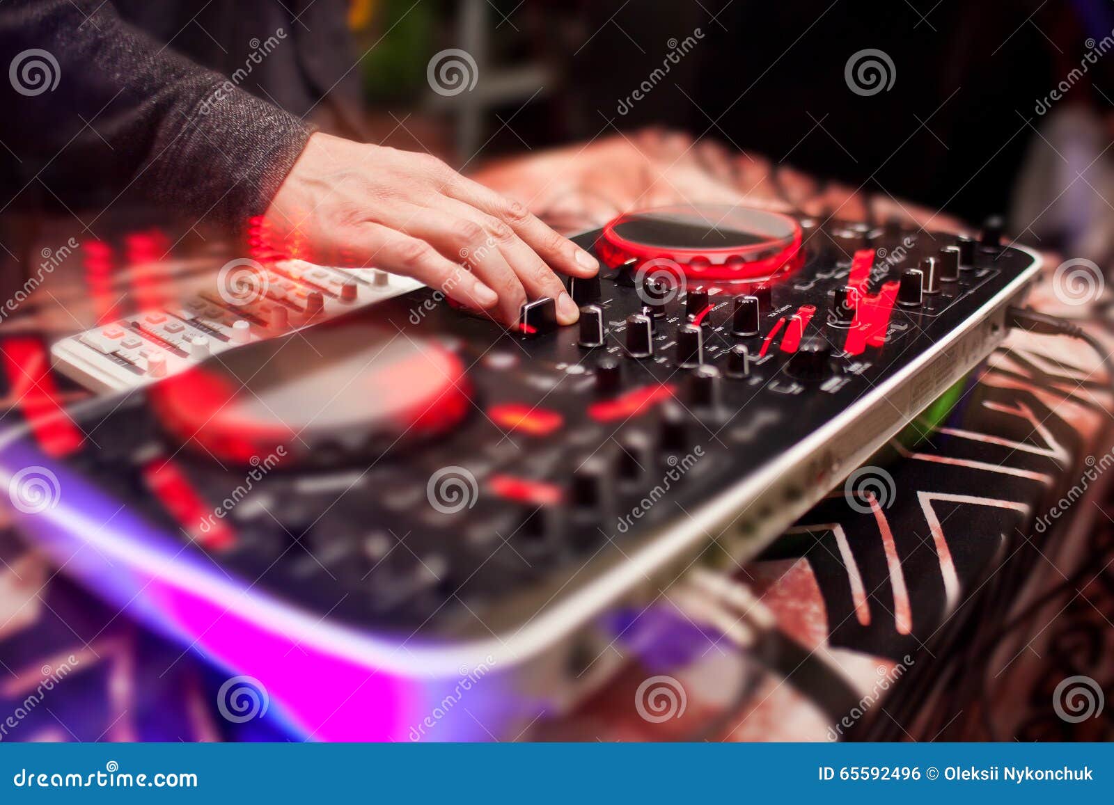 DJ Mixing Music on Console at the Night Club Stock Photo Image of