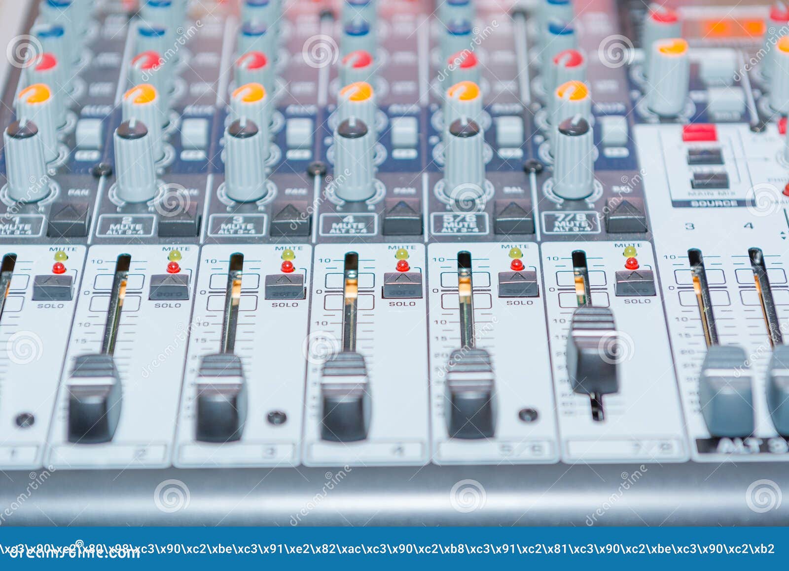 DJ Music Control Panel with Buttons and Knobs Stock Image Image of