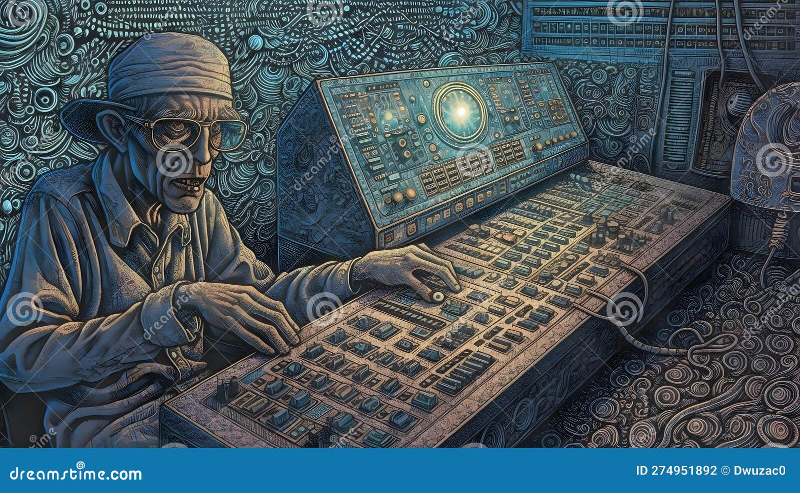 DJ Playing Music in the Studio, Techno, Trance, Rave, Mixer, Speakers