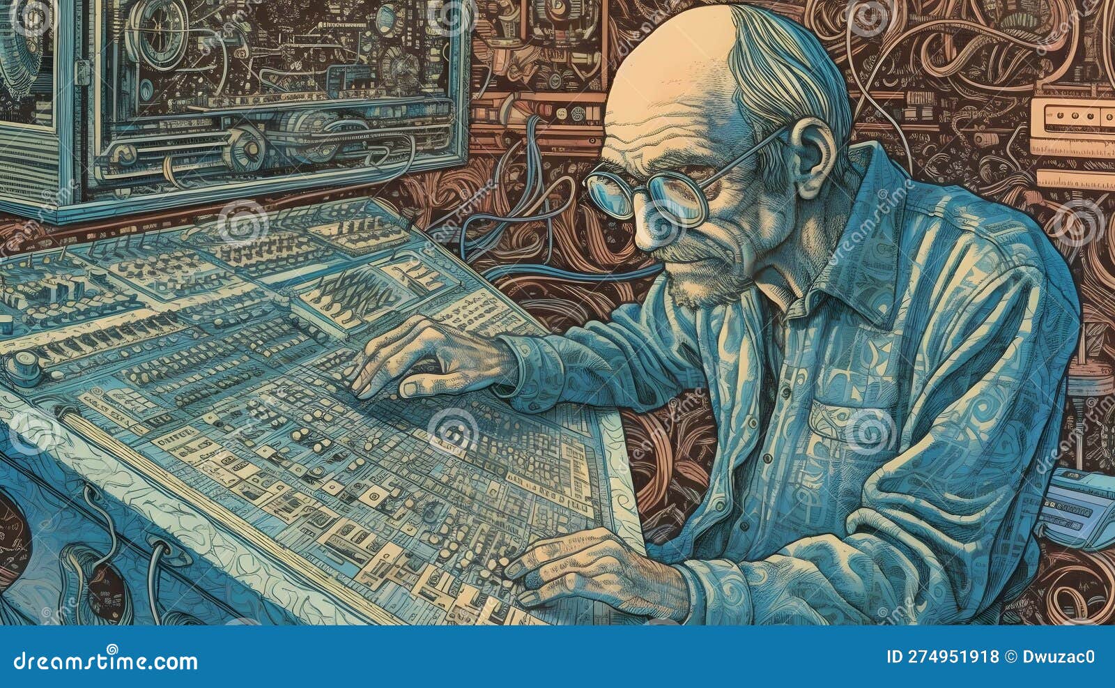 DJ Playing Music in the Studio, Techno, Trance, Rave, Mixer, Speakers