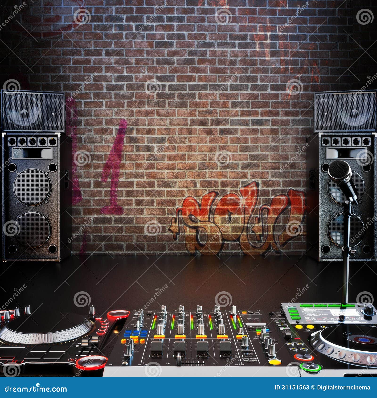 dj r&b, rap,pop music background with microphone