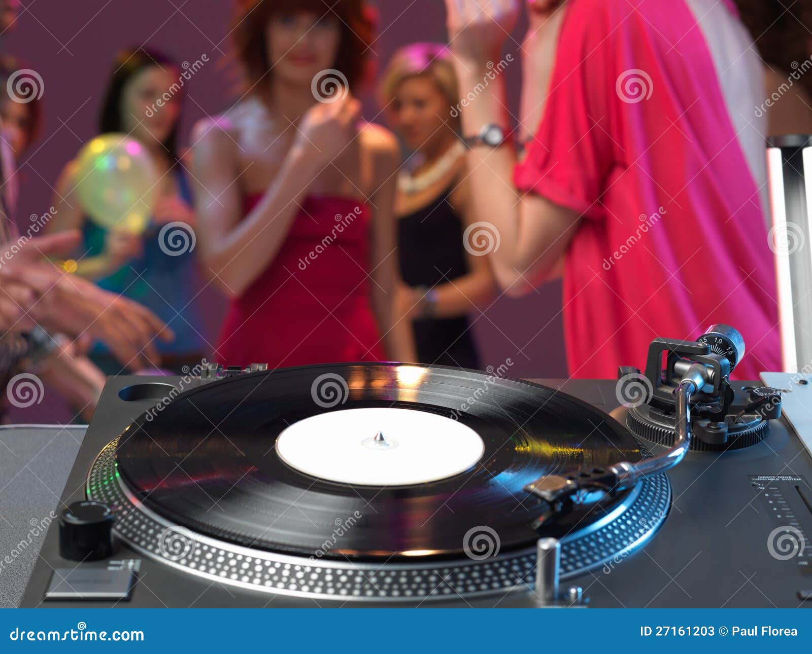 Dj S Turntable Closeup in a Night Club Stock Image Image of diskjokey