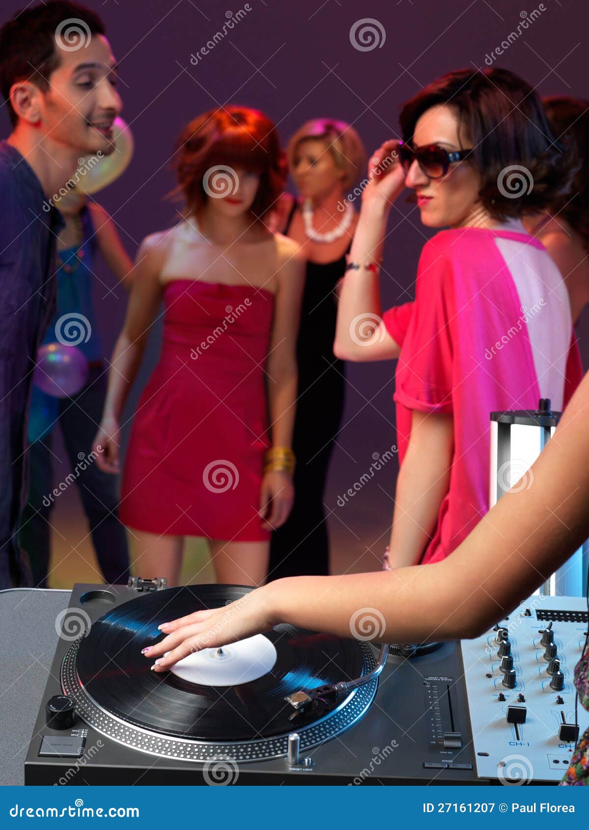 Dj S Turntable Closeup in a Night Club Stock Image - Image of happy ...