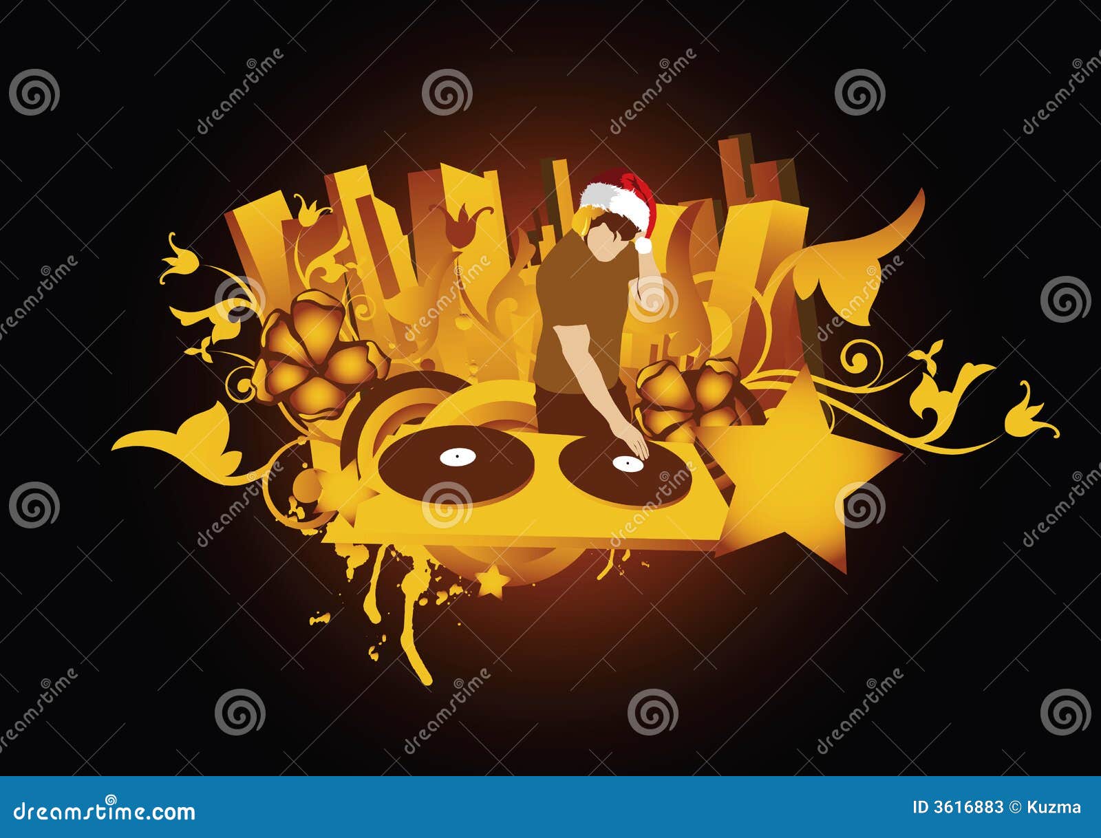 DJ SANTA stock illustration. Illustration of expression - 3616883