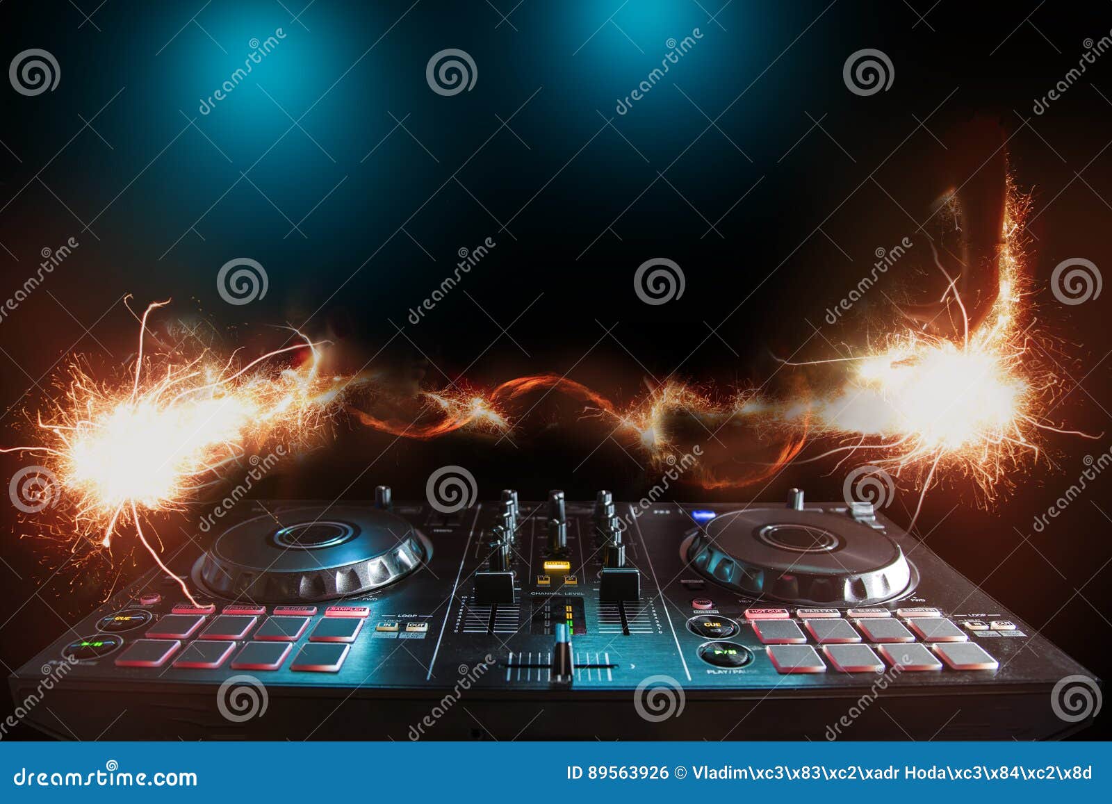 dj sound equipment at nightclubs and music festivals, edm, future house music and so on. parties concept, sound technique.