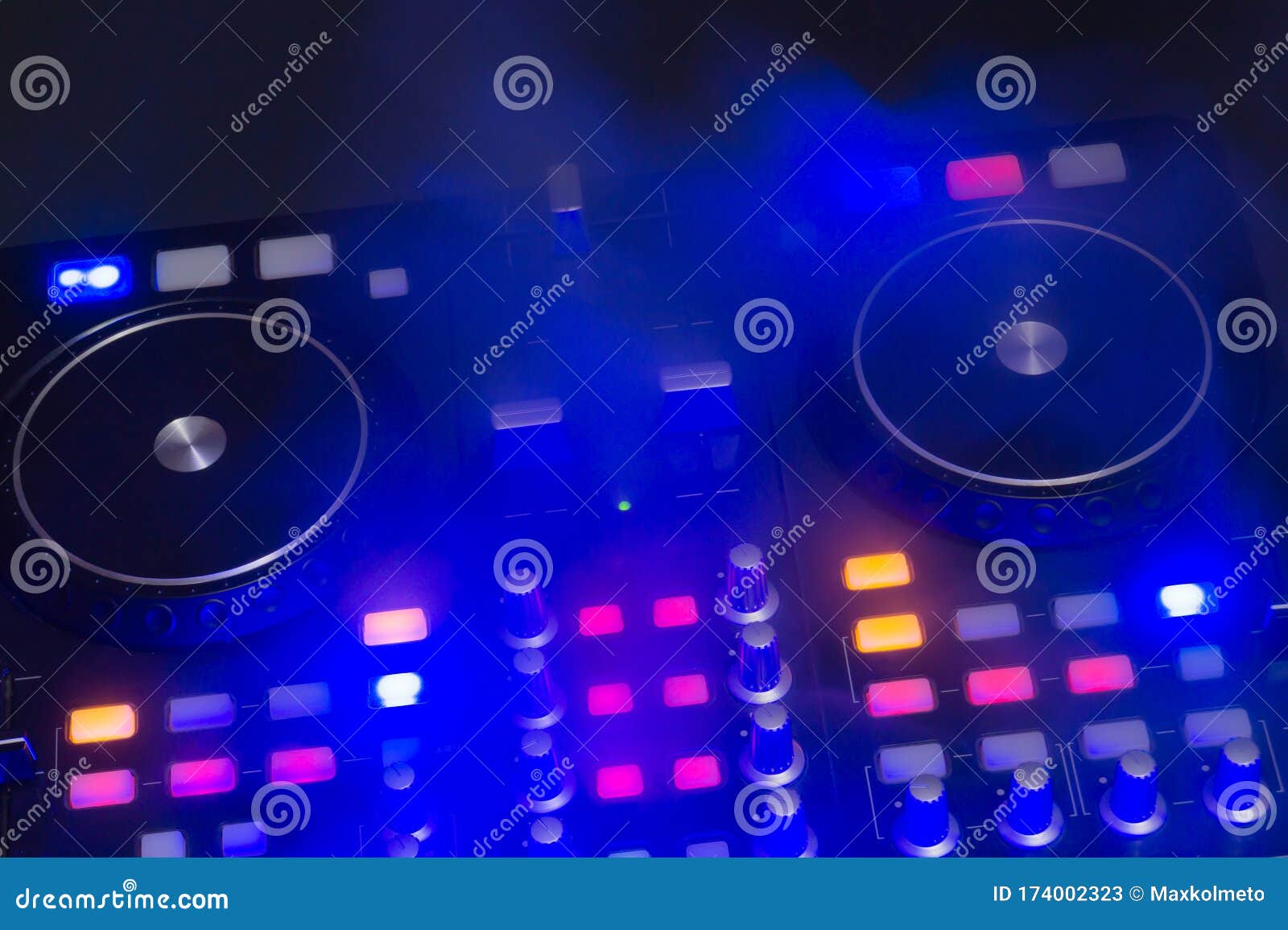Dj Sound Mixer Controller with Knobs and Sliders. Audio Mixing Deck
