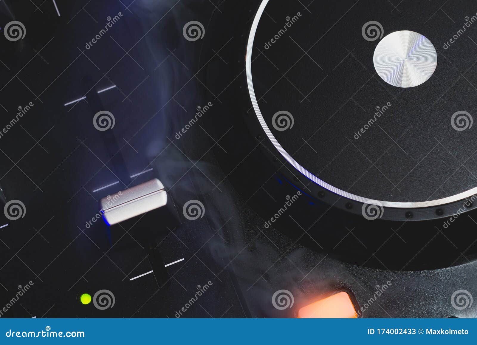 Dj Sound Mixer Controller with Knobs and Sliders. Audio Mixing Deck