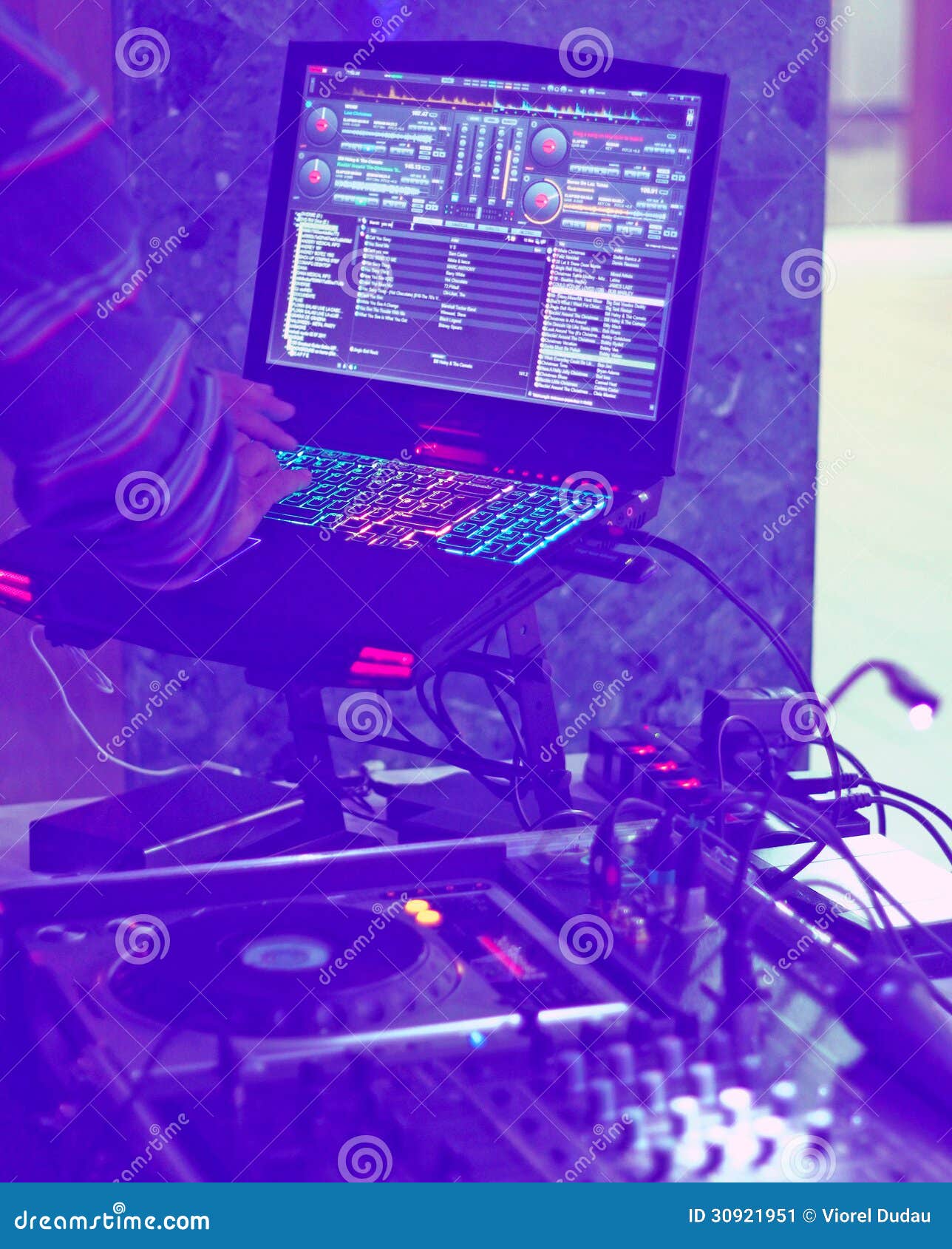 DJ Stand with Laptop at Party Stock Image Image of clubber