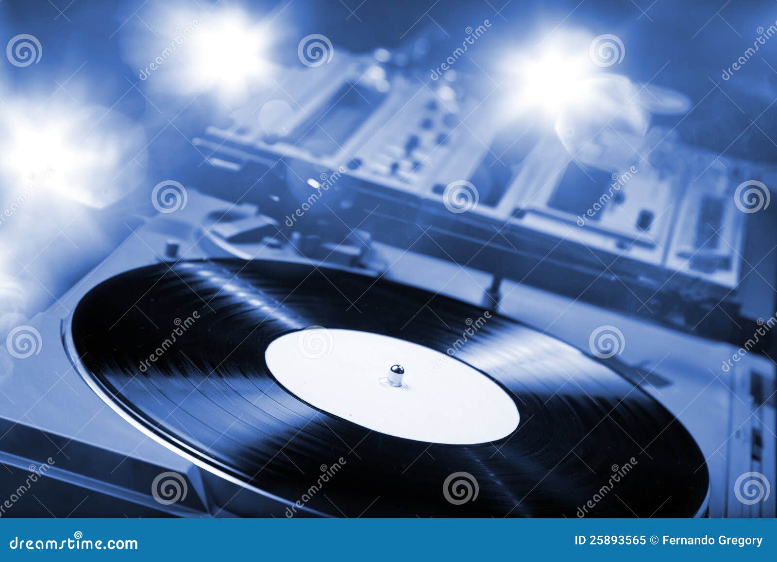 DJ Turntable with Bright Lights Stock Image Image of mixer, nightlife